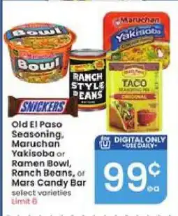Albertsons Old El Paso Seasoning, Maruchan Yakisoba or Ramen Bowl, Ranch Beans, or Mars Candy Bar offer