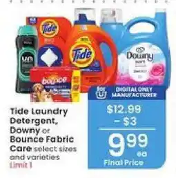 Albertsons Tide Laundry Detergent, Downy or Bounce Fabric Care offer