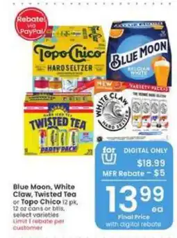 Albertsons Blue Moon, White Claw, Twisted Tea or Topo Chico offer