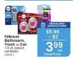 Albertsons Febreze Bathroom, Trash or Car offer
