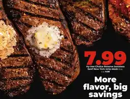 Hy-Vee Hy-Vee Choice Reserve boneless beef New York strip steak offer