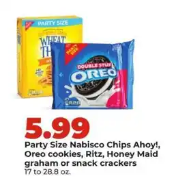 Hy-Vee Party Size Nabisco Chips Ahoy!, Oreo cookies, Ritz, Honey Maid graham or snack crackers offer