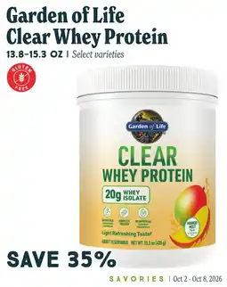 Market of Choice Garden of Life Clear Whey Protein offer
