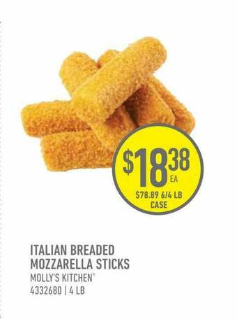 US Foods Chef's Store Italian Breaded Mozzarella Sticks offer