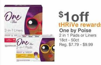 Kinney Drugs One By Poise 2 In 1 Pads Or Liners offer