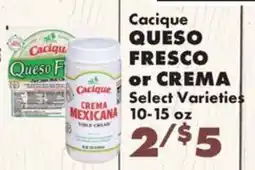 Sullivan's Foods Cacique Queso fresco or crema offer