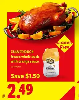 Lidl Culver duck frozen whole duck with orange sauce offer