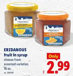 Lidl Eridanous fruit in syrup offer