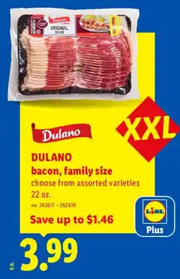 Lidl Dulano bacon, family size offer