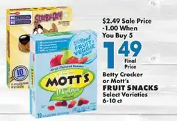 Sullivan's Foods Betty Crocker or Mott's Fruit Snacks offer