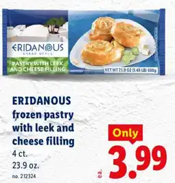 Lidl Eridanous frozen pastry with leek and cheese filling offer