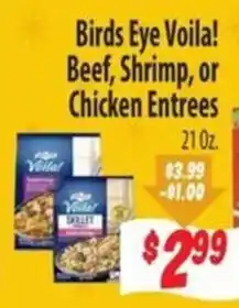 Food Giant Birds Eye Voila! Beef, Shrimp, or Chicken Entrees offer
