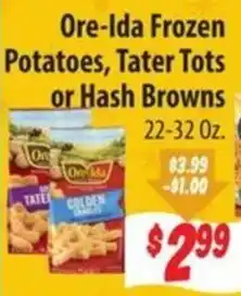 Food Giant Ore-Ida Frozen Potatoes, Tater Tots or Hash Browns offer