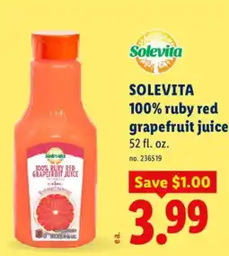 Lidl Solevita 100% ruby red grapefruit juice offer