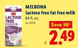Lidl Milbona lactose free fat free milk offer