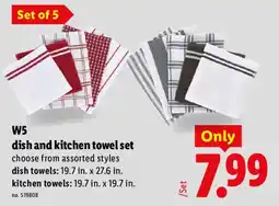 Lidl W5 dish and kitchen towel set offer