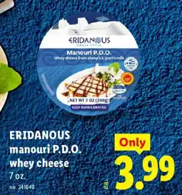 Lidl Eridanous Manouri P.D.O. . whey cheese offer