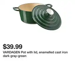 Ikea VARDAGEN Pot with lid, enamelled cast iron dark gray-green offer