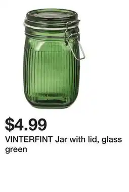 Ikea VINTERFINT Jar with lid, glass green offer