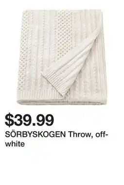 Ikea SÖRBYSKOGEN Throw, off-white offer
