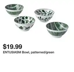 Ikea ENTUSIASM Bowl, patterned/green offer