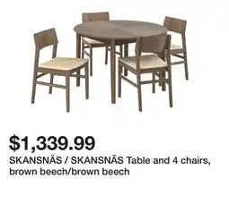 Ikea SKANSNÄS / SKANSNÄS Table and 4 chairs, brown beech/brown beech offer
