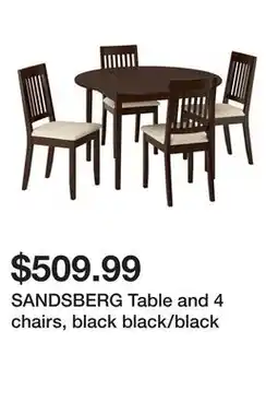 Ikea SANDSBERG Table and 4 chairs, black black/black offer