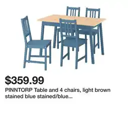 Ikea PINNTORP Table and 4 chairs, light brown stained blue stained/blue stained pine offer