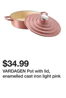 Ikea VARDAGEN Pot with lid, enamelled cast iron light pink offer