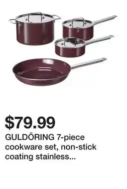 Ikea GULDÖRING 7-piece cookware set, non-stick coating stainless steel/dark red offer