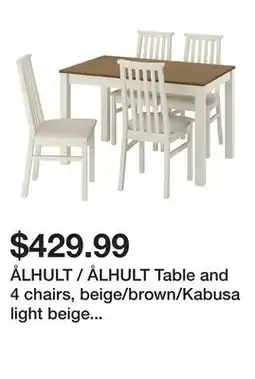 Ikea ÅLHULT / ÅLHULT Table and 4 chairs, beige/brown/Kabusa light beige beige offer