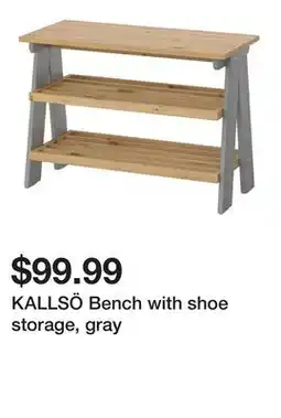 Ikea KALLSÖ Bench with shoe storage, gray offer