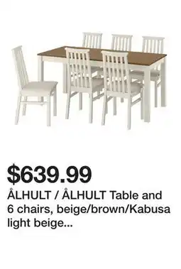 Ikea ÅLHULT / ÅLHULT Table and 6 chairs, beige/brown/Kabusa light beige beige offer