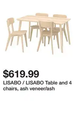 Ikea LISABO / LISABO Table and 4 chairs, ash veneer/ash offer