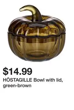 Ikea HÖSTAGILLE Bowl with lid, green-brown offer