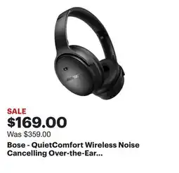 Best Buy Bose - QuietComfort Wireless Noise Cancelling Over-the-Ear Bluetooth Headphones - Black offer