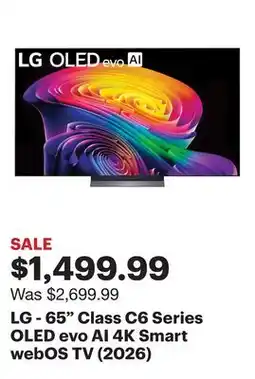 Best Buy LG - 65 Class C6 Series OLED evo AI 4K Smart webOS TV (2026) offer