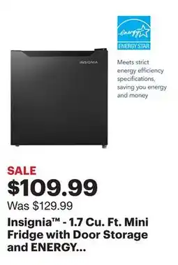 Best Buy Insignia - 1.7 Cu. Ft. Mini Fridge with Door Storage and ENERGY STAR Certification - Black offer