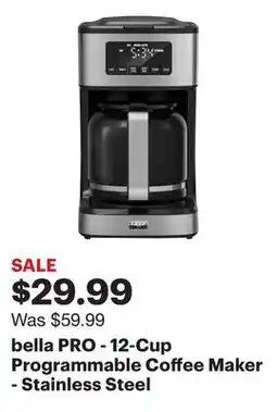 Best Buy bella PRO - 12-Cup Programmable Coffee Maker - Stainless Steel offer