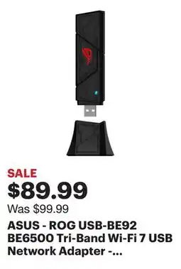 Best Buy ASUS - ROG USB-BE92 BE6500 Tri-Band Wi-Fi 7 USB Network Adapter - Black offer
