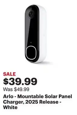 Best Buy Arlo - Mountable Solar Panel Charger, 2025 Release - White offer