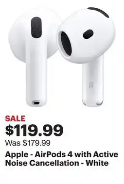 Best Buy Apple - AirPods 4 with Active Noise Cancellation - White offer