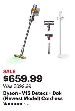 Best Buy Dyson - V15 Detect + Dok (Newest Model) Cordless Vacuum - Yellow/Nickel offer