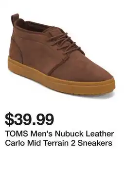 Marshalls TOMS Men's Nubuck Leather Carlo Mid Terrain 2 Sneakers offer