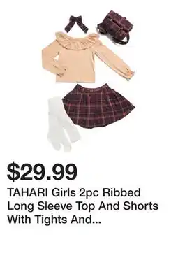 Marshalls TAHARI Girls 2pc Ribbed Long Sleeve Top And Shorts With Tights And Hair Clip offer