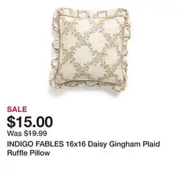 Marshalls INDIGO FABLES 16x16 Daisy Gingham Plaid Ruffle Pillow offer
