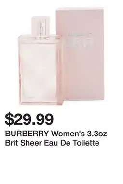 Marshalls BURBERRY Women's 3.3oz Brit Sheer Eau De Toilette offer