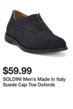 Marshalls SOLDINI Men's Made In Italy Suede Cap Toe Oxfords offer
