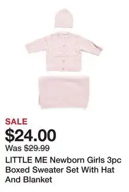 Marshalls LITTLE ME Newborn Girls 3pc Boxed Sweater Set With Hat And Blanket offer