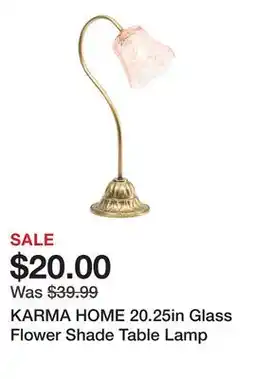 Marshalls KARMA HOME 20.25in Glass Flower Shade Table Lamp offer
